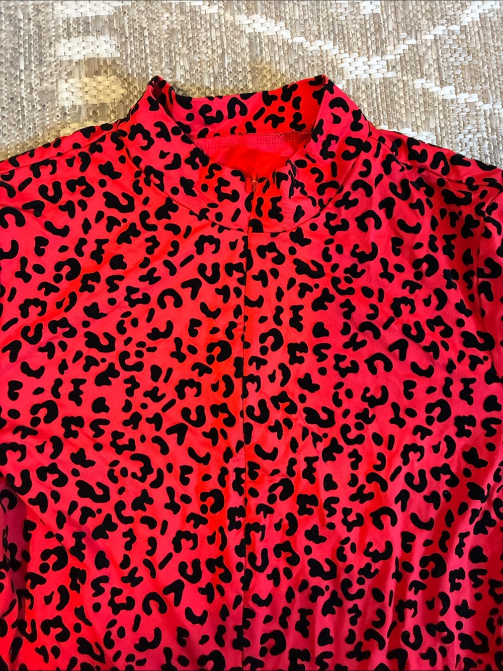 Red Leopard Print Ruffle Jumpsuit - Picture 3 of 6